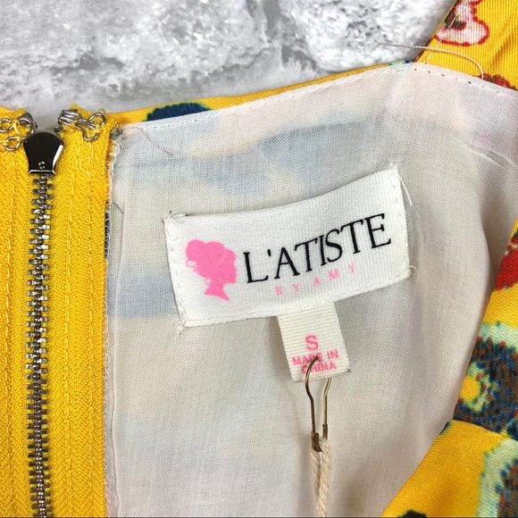 L’ATISTE By Amy Yellow Satin Crop Top Zip Back | S - Picture 4 of 11